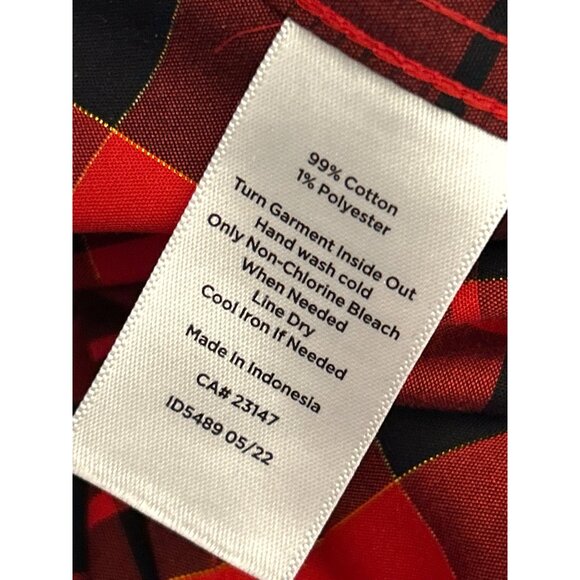 NWOT Talbots Red Plaid Rhinestone Button Front Tunic Blouse Classic Preppy 3X - Picture 6 of 6